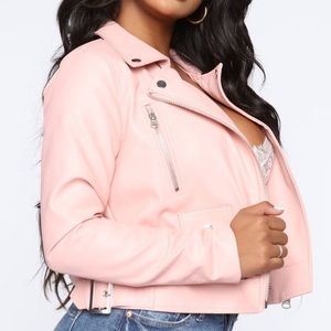 Baby pink leather jacket